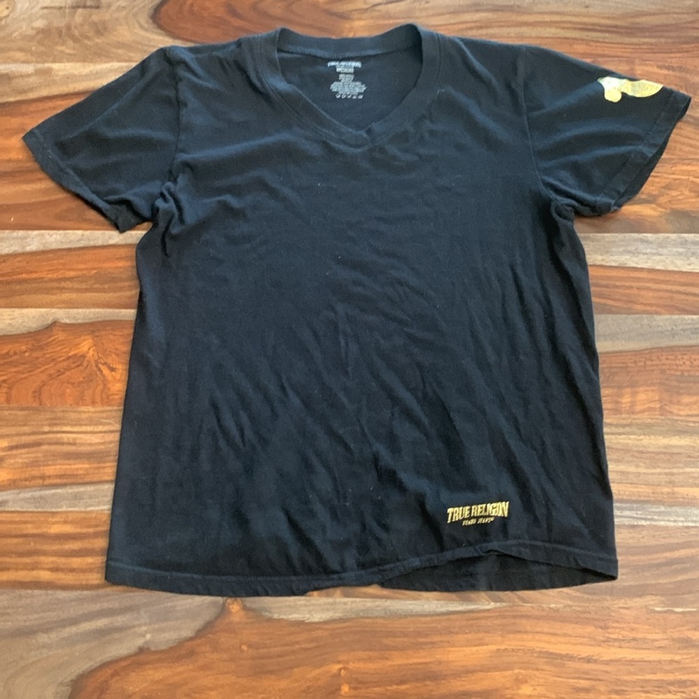 True Religion Vneck Tee with Gold Accents